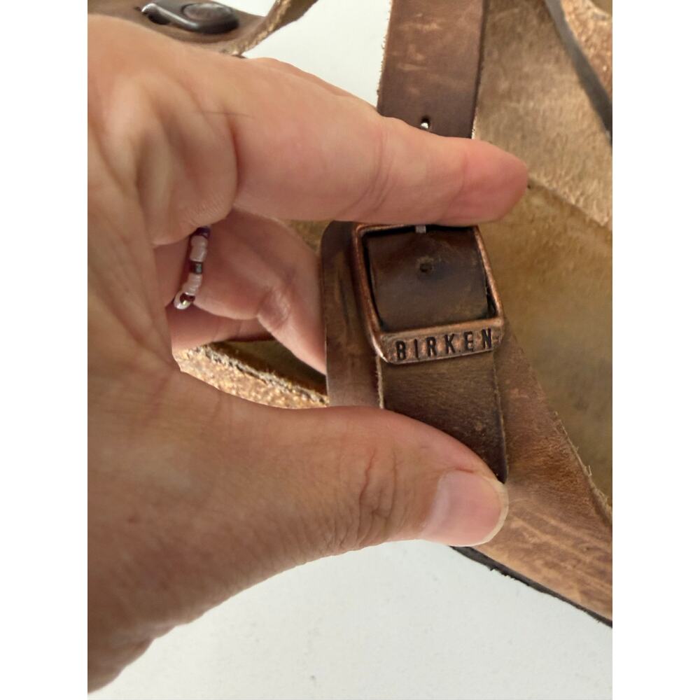 Birkenstock Gizeh oiled leather sandals sz 40 brown patina casual boho comfort - Picture 9 of 9